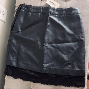 “Leather” and Lace Mini Skirt